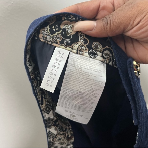 Your 6th Sense‎ Women Wool Trouser Pants 6 Blue Jacquard Office Business - Picture 10 of 10